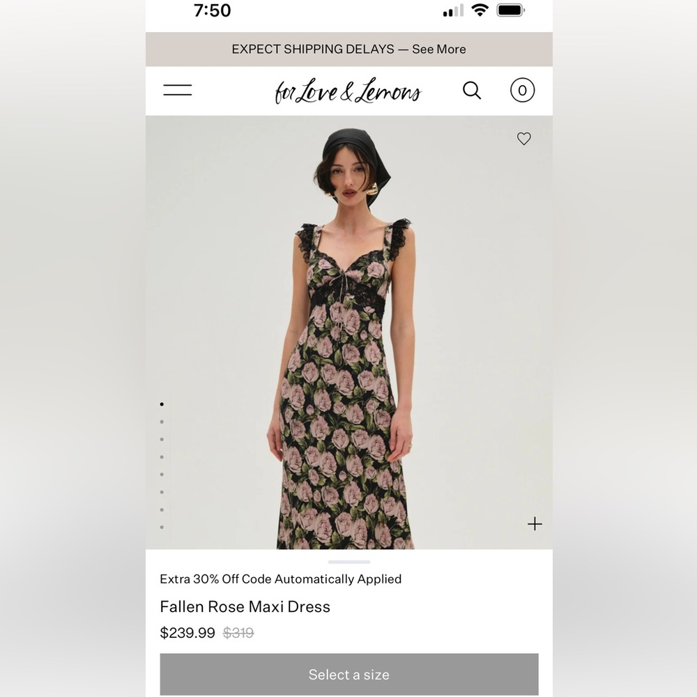 For Love & Lemons / Fallen Rose Maxi Dress / XXS